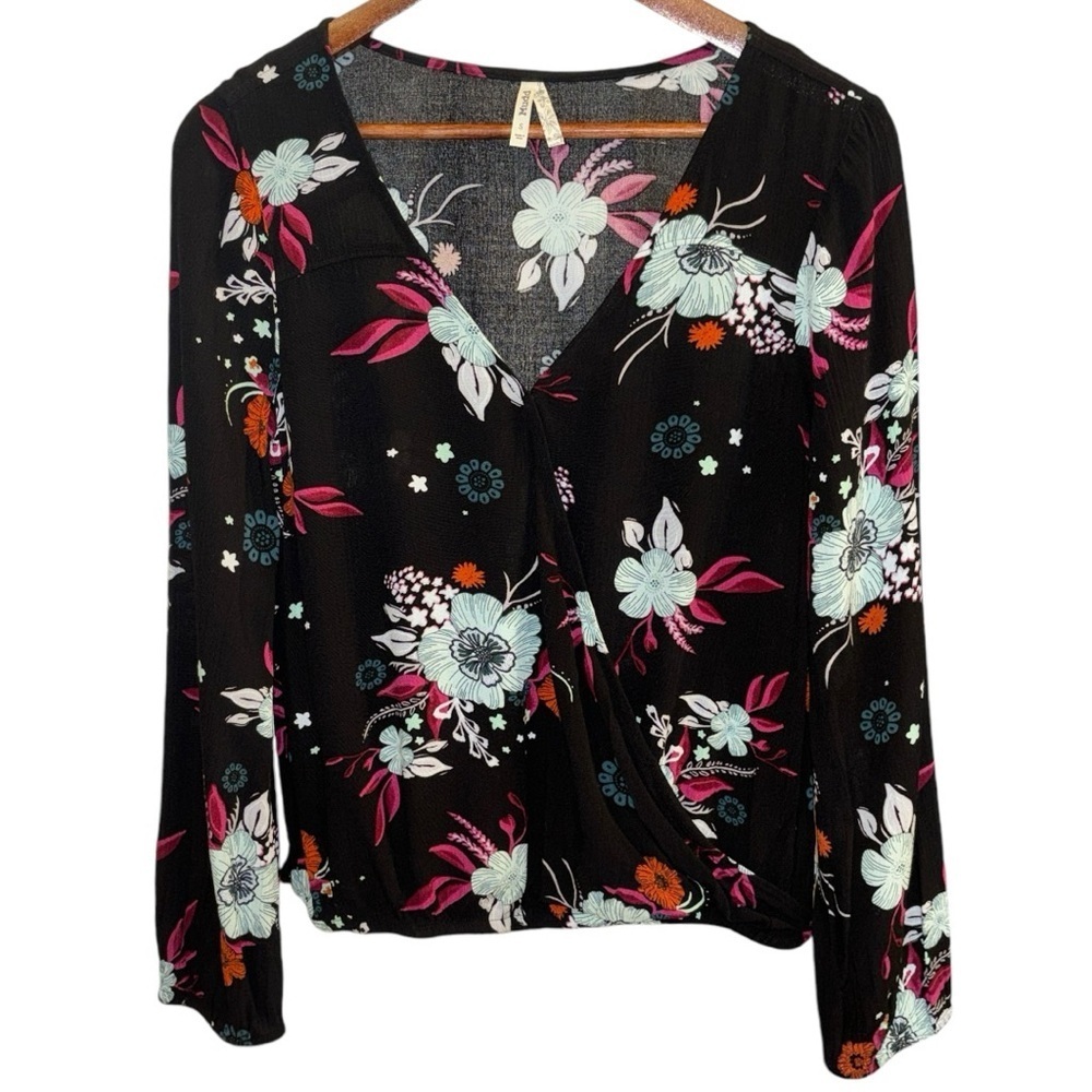 Mudd Peasant Floral Bell Sleeves V-Neck Button Closure Sz S Juniors